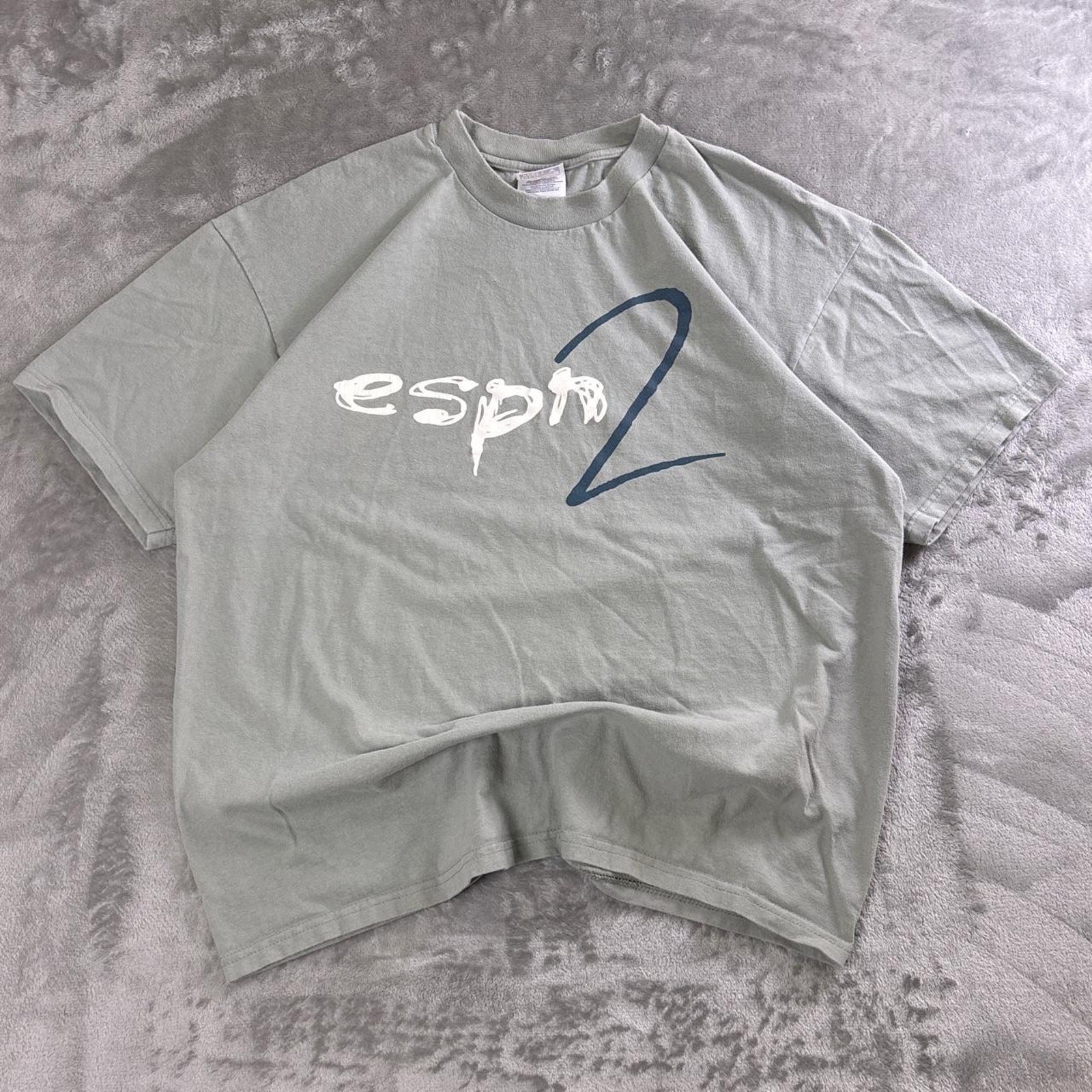 Vintage Y2K ESPN2 T-Shirt Men’s XL Gray Logo Graphic Tee Hanes Beefy-T