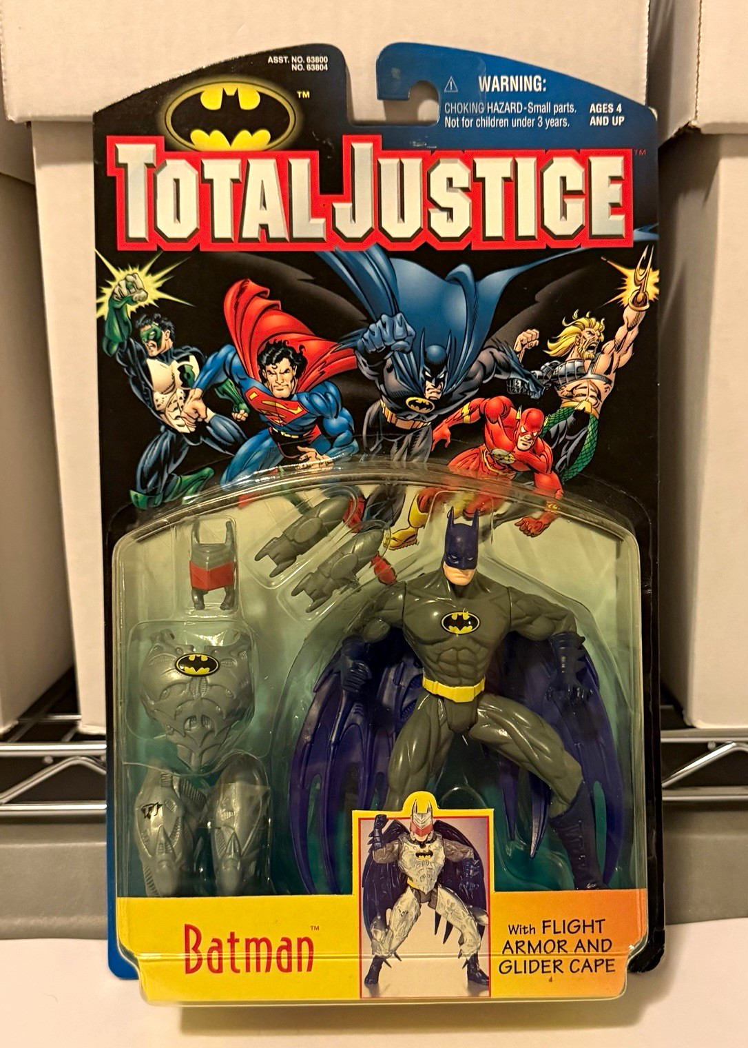 1996 Kenner Total Justice Batman with Flight Armor & Glider Cape MOC 1996 Kenner Total Justice Batman with Flight Armor & Glider Cape MOC