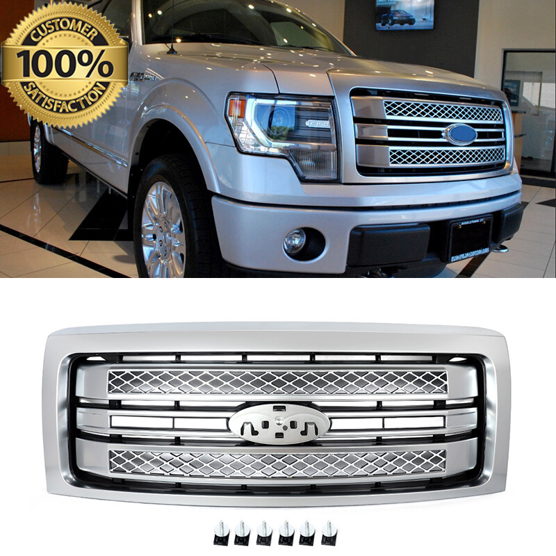 Brushed Satin Aluminum Front Grille For 2009-2014 Ford F-150 F150 Platinum
