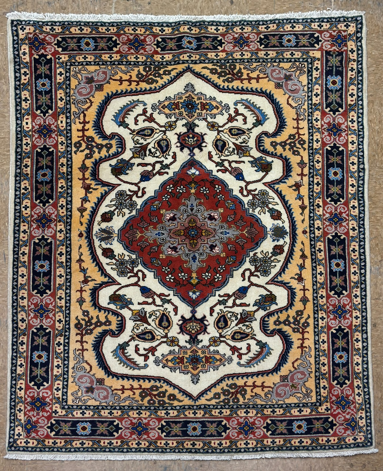 5x7 Vintage Ardebil Tribal Hand Knotted Wool Oriental Area Rug Ivory Boho