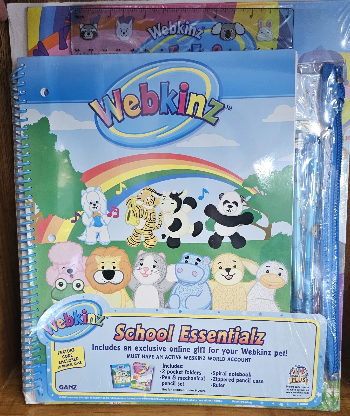 VTG 00s Webkinz New School Essentialz Feature Code GANZ 7 PIECE set NEW SEALED