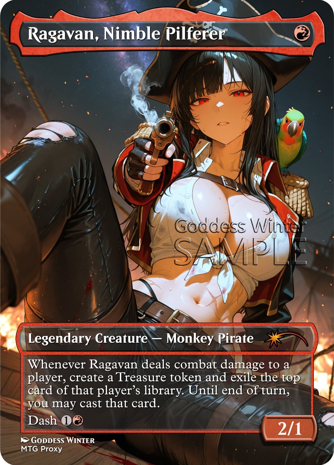 MTG - Ragavan, Nimble Pilferer - Fanart Borderless Style - EDH / Playtest