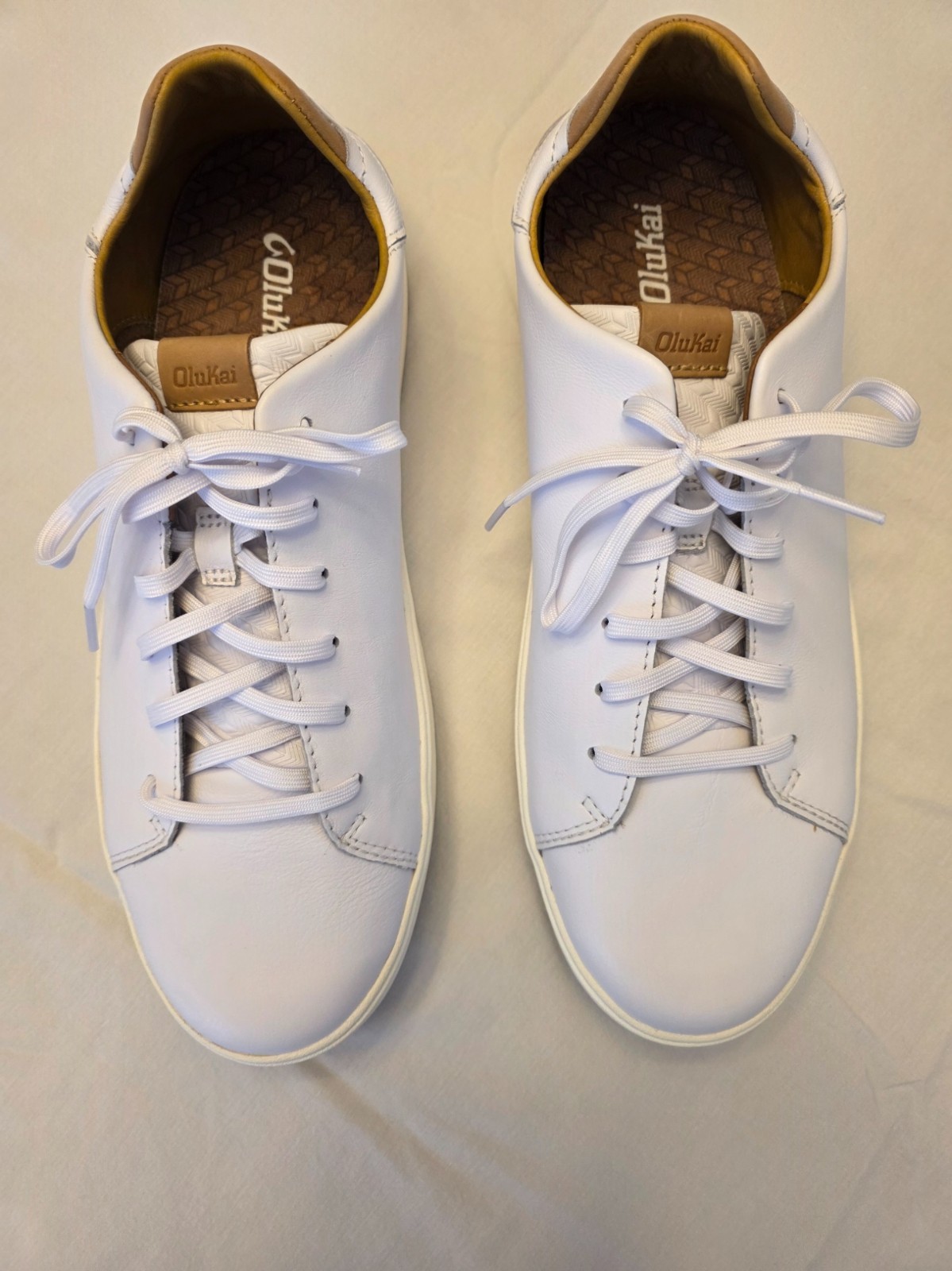 Olukai Mens 12 Lae‘ahi Lī ‘Ili Men’s Waterproof Leather Sneakers White Olukai Mens 12 Lae‘ahi Lī ‘Ili Men’s Waterproof Leather Sneakers White