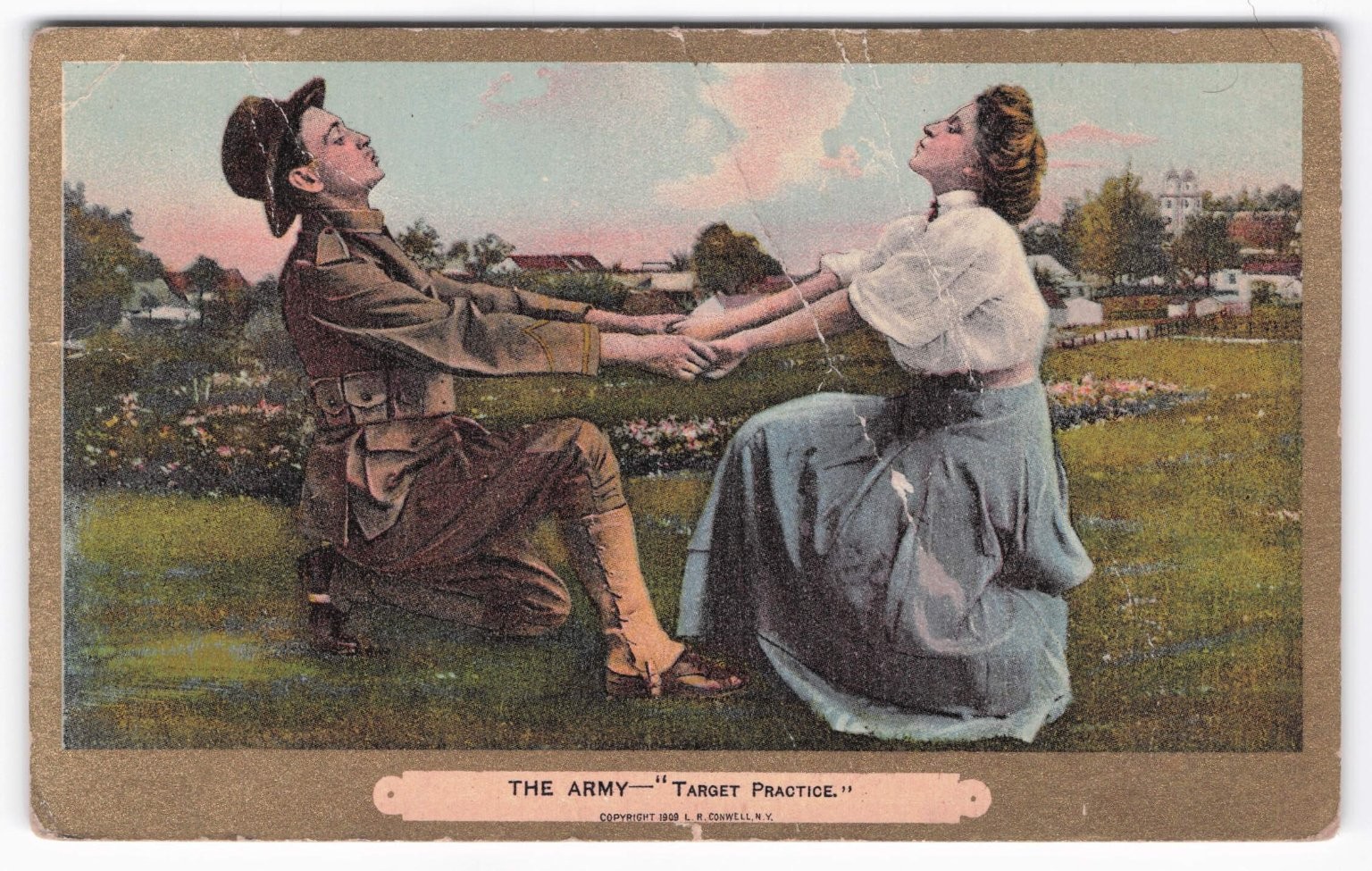 Vintage 1909 The Army \'Target Practice\' Military Postcard by L.R. Conwell