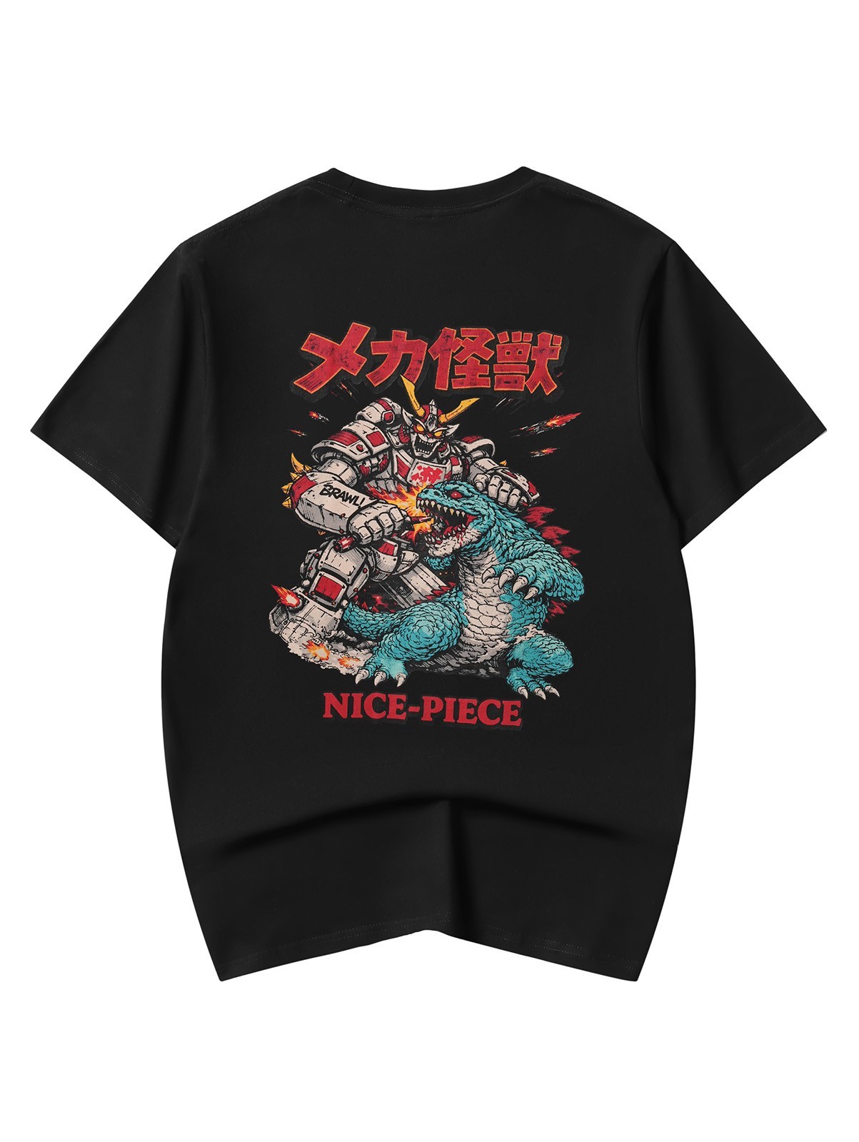 Niepce Japanese Streetwear T-shirt Mecha Monster Print Graphic Tee for Men Niepce Japanese Streetwear T-shirt Mecha Monster Print Graphic Tee for Men
