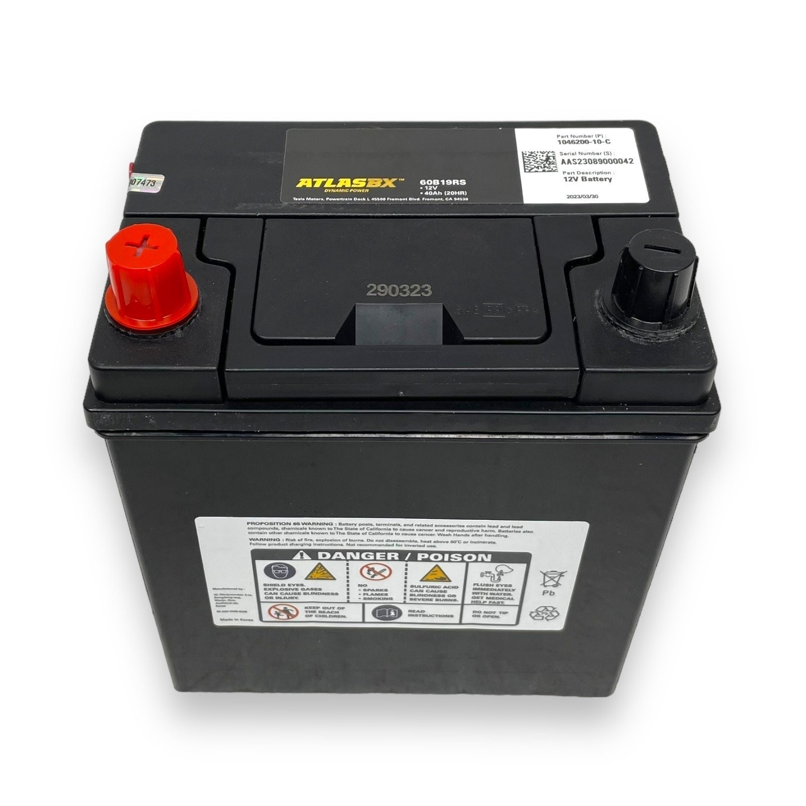 2016-2021 Core Tesla Model X Battery 12V 40AH Atlasbx OEM 1046200-10-C