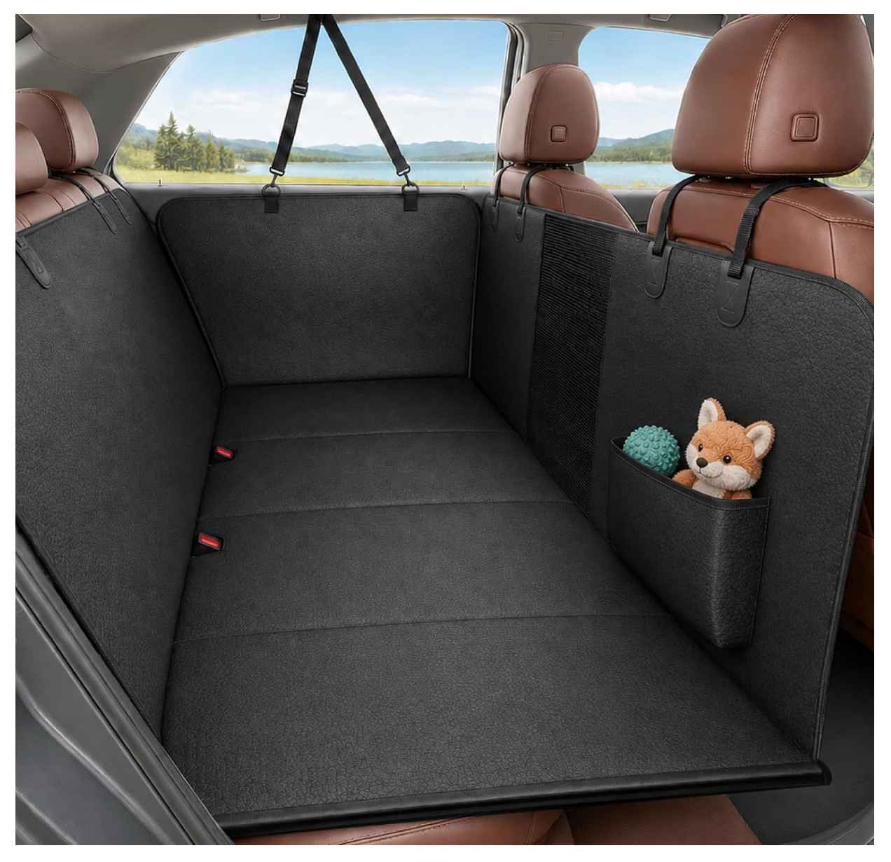 Dog Car Seat Cover for Back Seat, Hard Bottom Back Seat Extender for Dogs - Supp Dog Car Seat Cover for Back Seat, Hard Bottom Back Seat Extender for Dogs - Supp
