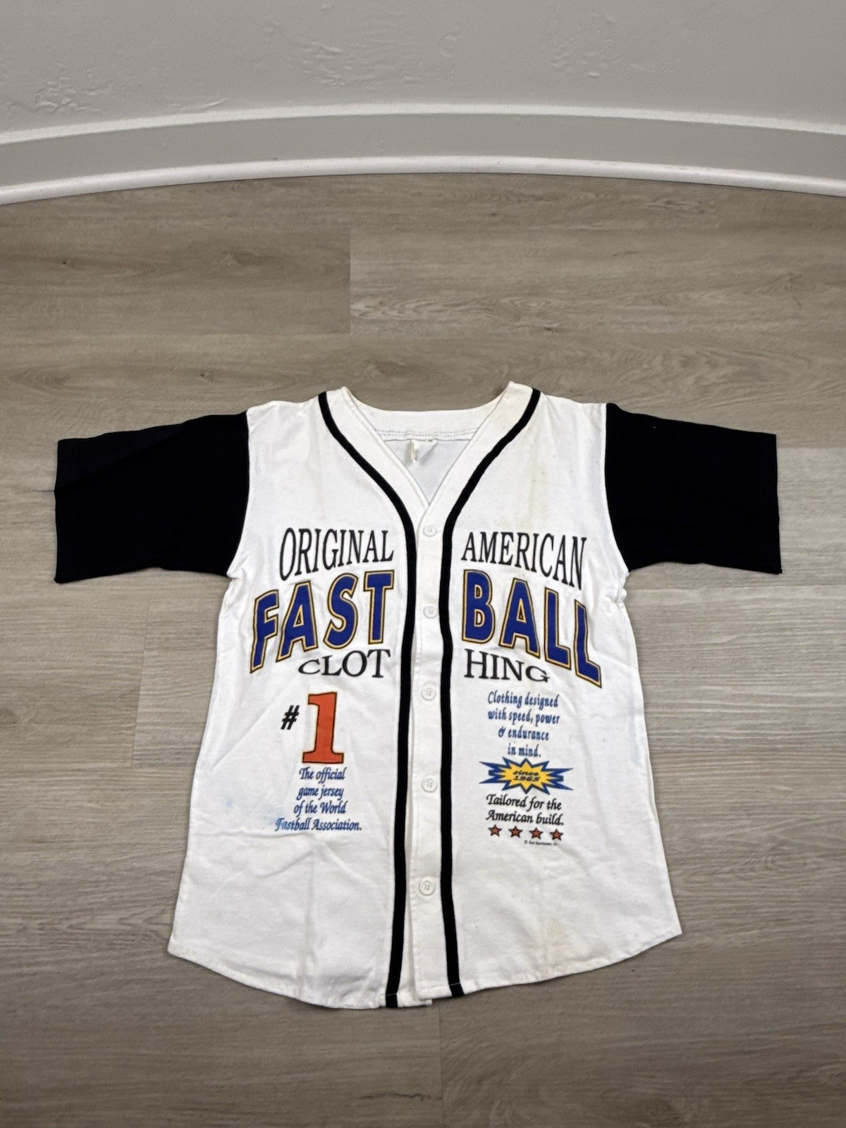 Vintage Original American Fastball Baseball Jersey White Black Men\'s Small USA