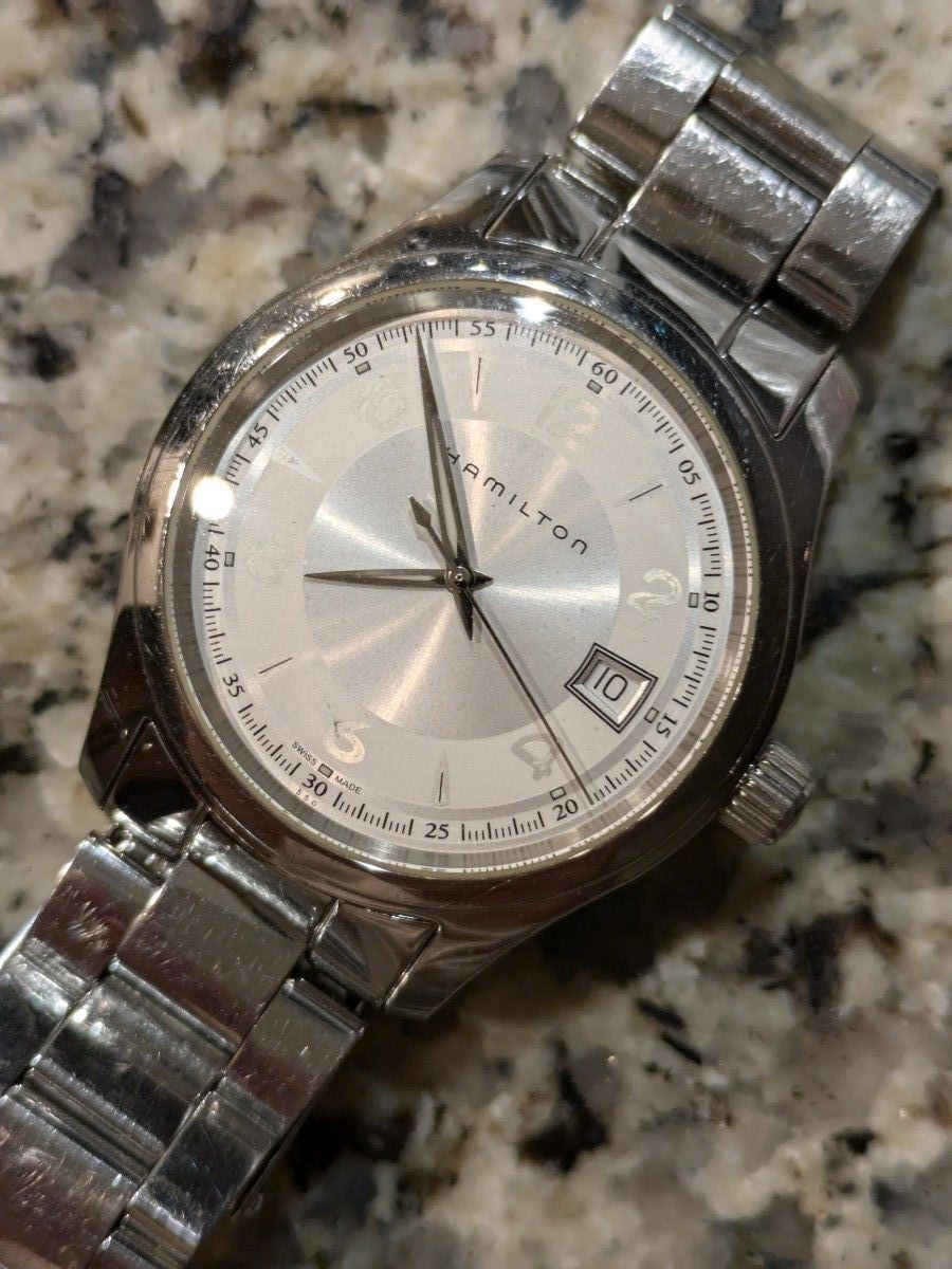 Hamilton Linwood H184510 Quartz Mens Wristwatch 30mm Square 17cm Wrist Used