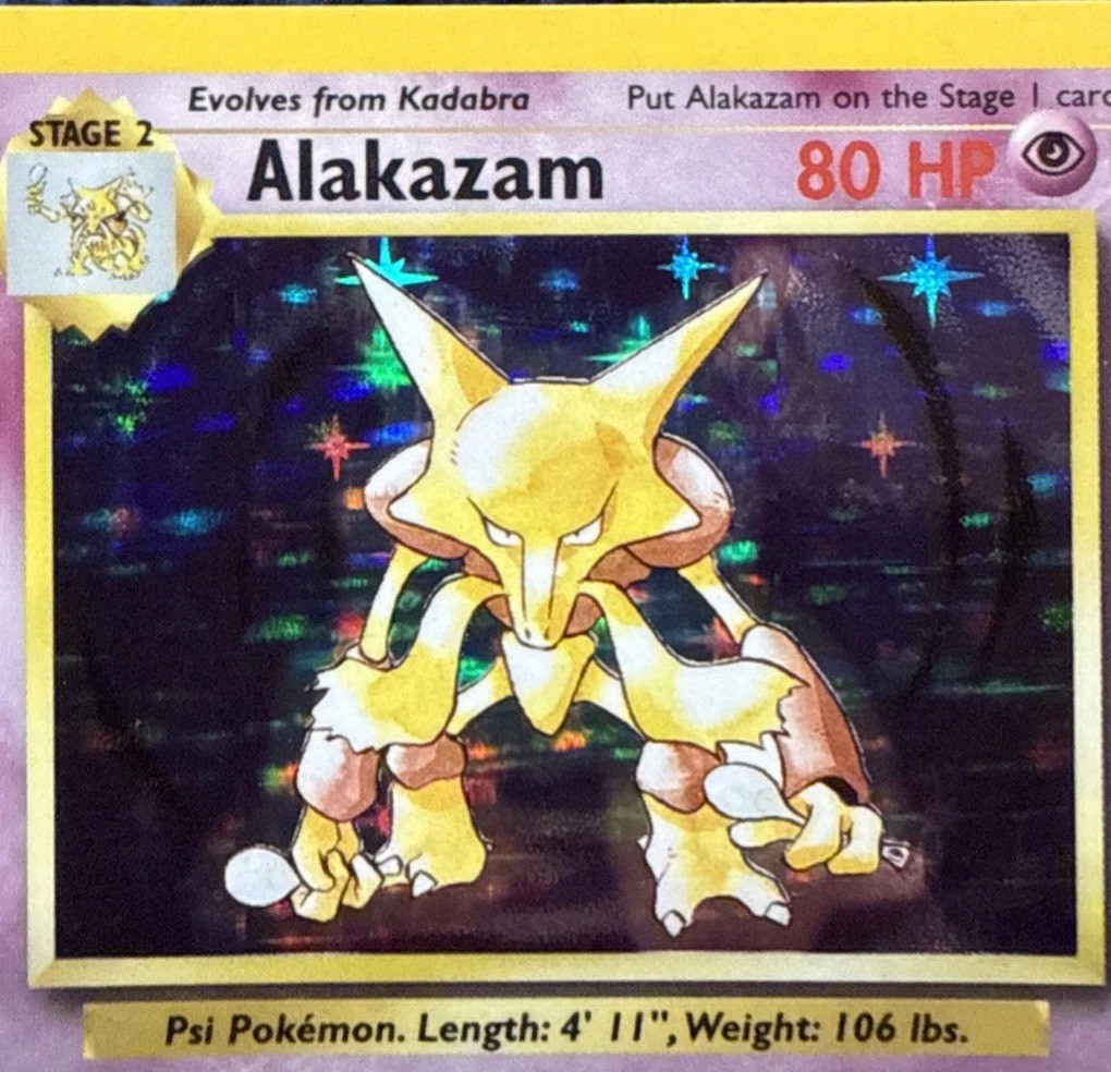 NM 1999 WOTC Old Vintage Pokemon, Alakazam Base Set Rare Holo MINT (listing 1)
