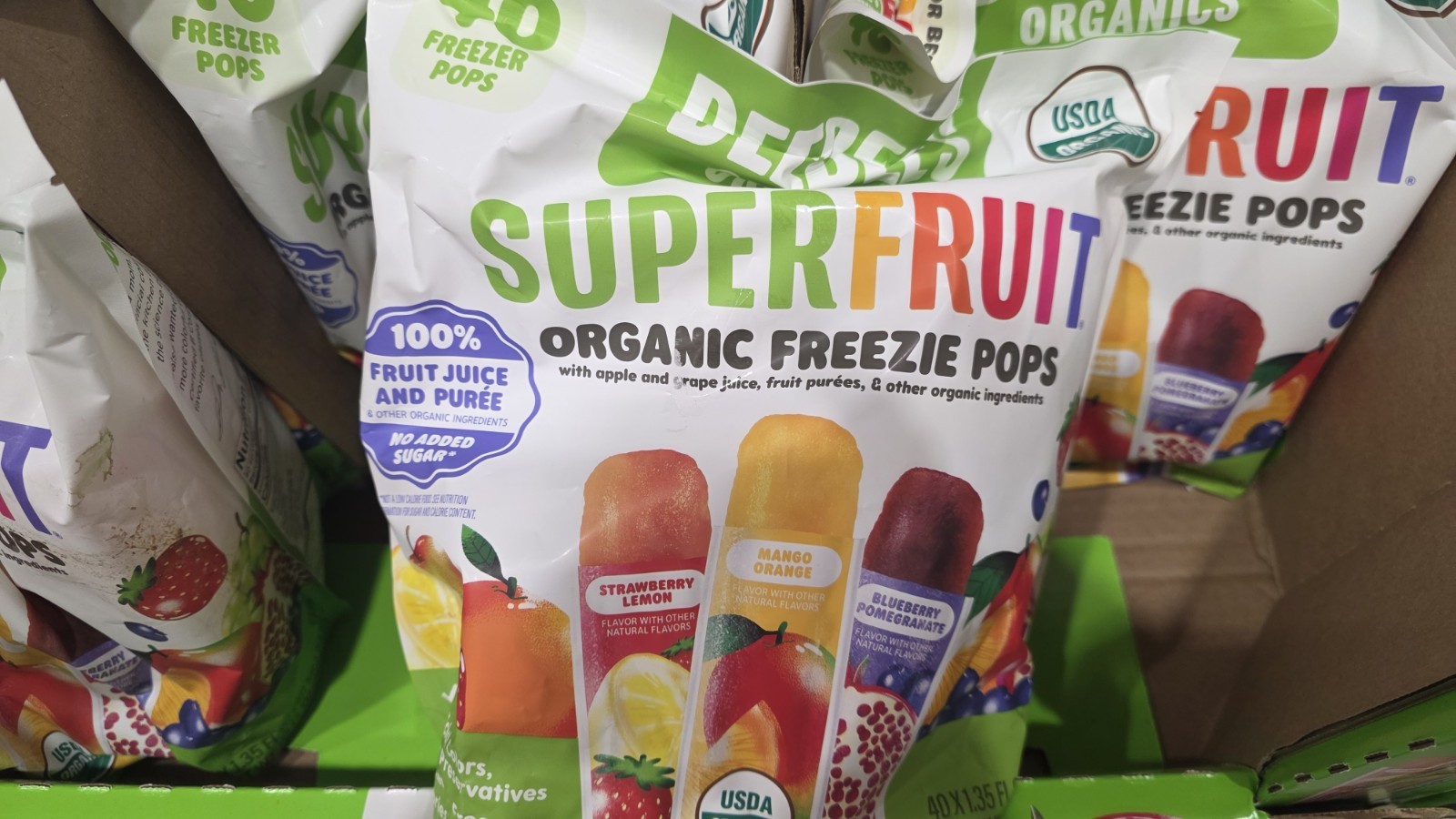 Deebee’s Organic Superfruit Freezie Ice Pops Variety 40ct 1.35oz Vegan BPA Free