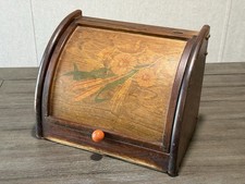 Vintage Cornwall Wood Bread/Bagel Box With Floral Wheat Design picture