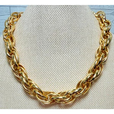 1980s 1AR by UnoAerre 18k Gold-Plated Triple Link Necklace picture