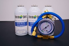 Arctic Air for R12, Refrigerant support, 3 cans Brass Gauge picture