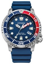 Citizen BN0168-06L Promaster Eco-Drive Dive Watch Blue Red Bezel 44mm Date picture