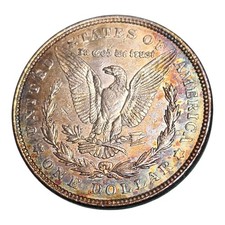 Rainbow Toned 1921 D Morgan Silver Dollar Us Coin Denver Mint Au Details picture