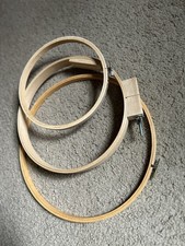 Vintage Round Wood Embroidery Hoops 3PC Lot 12” 10” 8” Quilting Needlework Frame picture