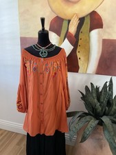 XL Vintage Collection Western Spring Fiesta Floral Embroidered Tunic Blouse picture