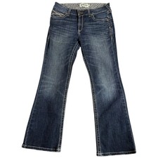 Ariat R.E.A.L. Denim Jeans Womens 32S Dark Blue Bootcut Western Midrise Durable picture