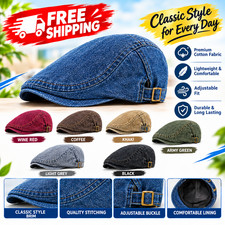 Men Vintage Flat Cap Driver Hat Adjustable Casual Golf Newsboy Unisex picture