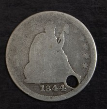 1844 O Seated Liberty Quarter Holed..........Lot 6951 picture