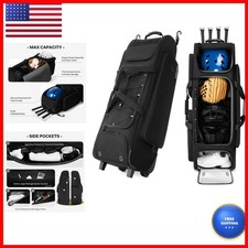 AUROTIER Large Rolling Baseball Catchers Gear Bag Wheels, Wheeled Softball Bag picture