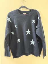 Vince Camuto Star Motif Crewneck Sweater Navy Size M. NWT picture