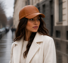 Vintage Leather Baseball Cap Hat – 100% Genuine Sheepskin Leather Hat picture