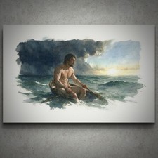 Original Watercolor Painting Male Figure Portrait Book Page  (5.5 × 8.5 inches) picture
