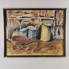 ART - Vintage Original Illegibly Signed Watercolor Painting 19.5x15.5 Framed Art picture