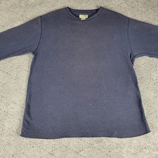 VTG LL Bean Shirt Mens M Blue Long Sleeve Crew Neck Solid Casual Made In Canada picture
