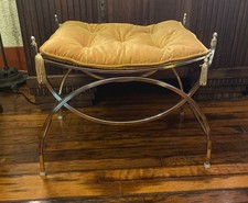 Vintage Hollywood Regency Koch Originals Metal Padded Tufted Gold Seat  picture