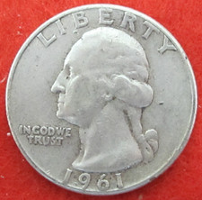 1961 (P) Washington Silver Quarter - Circulated - Actual Coin L1610 picture