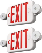 2 PACK LED Exit Sign & Emergency Light – Compact Combo UL924 Fire Safety picture