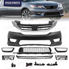 For 2013 2014 2015 Honda Accord Front Grille Set w/ Front Bumper Cover Chrome picture