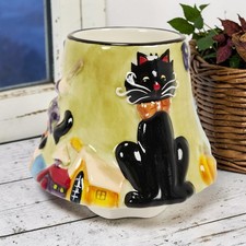 VTG Home Interiors Ceramic Halloween Small Jar Candle Shade Witch Ghost Cat 3.5