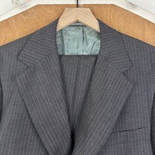 VTG Hickey Freeman Suit Mens 42L Gray Pinstripe 3/2 Roll Wool Pants 34x32 1960s picture