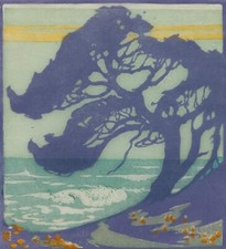 Where Tree and Ocean Meet Woodcut Pedro Lemos 1911 Coastal Landscape Art Print picture