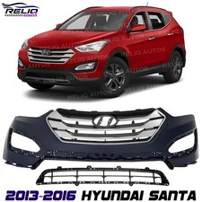 Front Bumper Cover Fascia & Grille Assembly Chrome For 2013-2016 Hyundai Santa picture