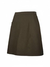 Vintage 90s NWT Collectible Gold Olive Linen A-Line Skirt Lined Pocket Size 10 picture
