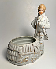 Vintage 1930s Seiei Japan Porcelain Colonial Gentleman with Trinket Plant Dish picture
