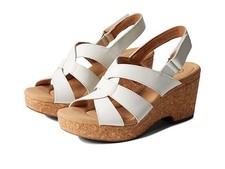 Clarks Giselle Beach Women's Shoes White Leather : Size 6 Wide picture