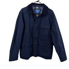 J Crew Utility Jacket Mens Medium Navy Tartan Lining Kincloth Outdoor Coruroy picture