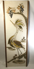 Vintage MCM PQS Florida Atomic Golden Egret Bead Art Wall Hanging Panel 60s Halc picture