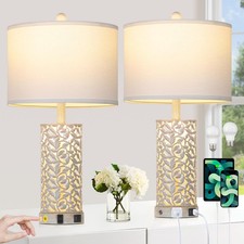 Cinkeda Morden Farmhouse Table Lamps Set of 2, Touch Control Bedside lamp wit... picture