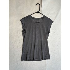 Lululemon Heathered Charcoal Gray Cap Sleeve Athletic Training Top Crew Neck picture