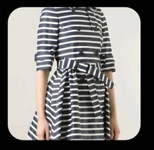 Red Valentino Striped Three Quarter Length Coat ($535) EU 38 picture