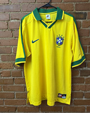 Vintage Nike Brazil 1997 Home Soccer Jersey Men’s L Original CBF Ronaldo Era picture