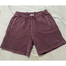 Saturdays NYC Mauve Plum Pigment Washed Cotton French Terry Fleece Shorts Large picture