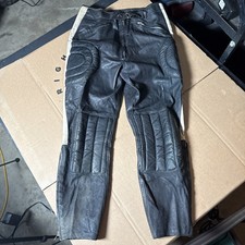 Vintage Major Moto-Cross Accessories Padded Black Leather Pants Size Medium picture